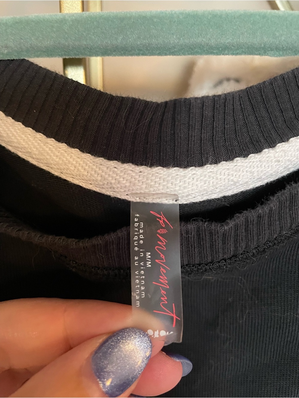 FP Movement Oversized Black Pullover Sweatshirt with White Stripes - Picture 3 of 5